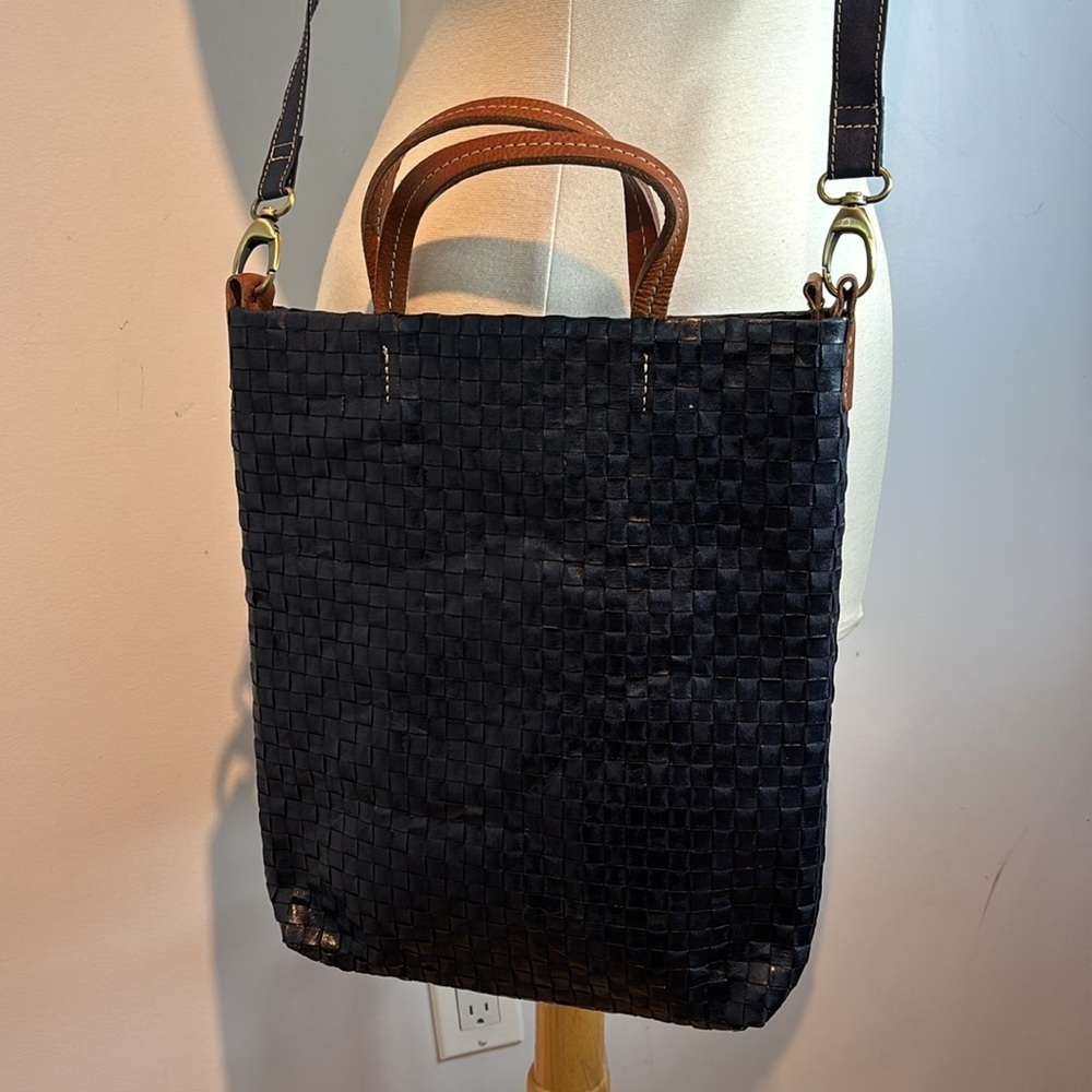 UASHMAMA navy blue/brown braided OTTI crossbody bag NWOT